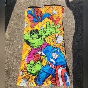 Vintage 1991 Marvel Comics Sleeping Bag Spiderman Hulk Captain America Coleman